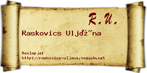 Raskovics Uljána névjegykártya
